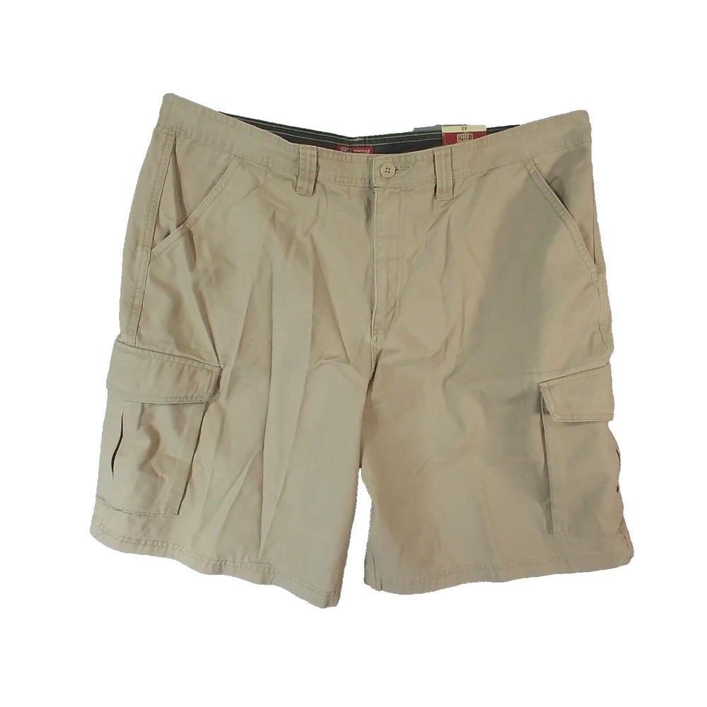 Faded Glory cargo shorts men's 42 x 10 khaki tan beige cotton outdoor NEW
